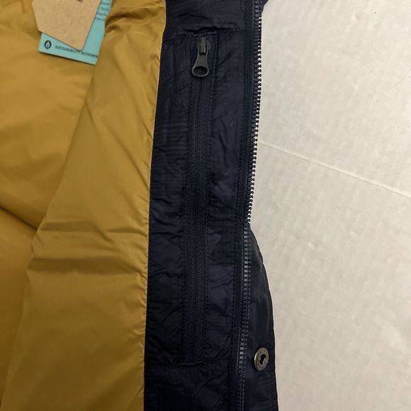 PrAna Down Puffer Vest Men Sz L Navy Blue Camo Red Slate Sleeveless Jacket $169 - Picture 7 of 11